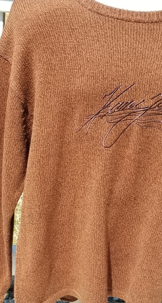 90's Kani Jeans Knit Brown Crewneck Sweater Sz XL - Picture 3 of 6